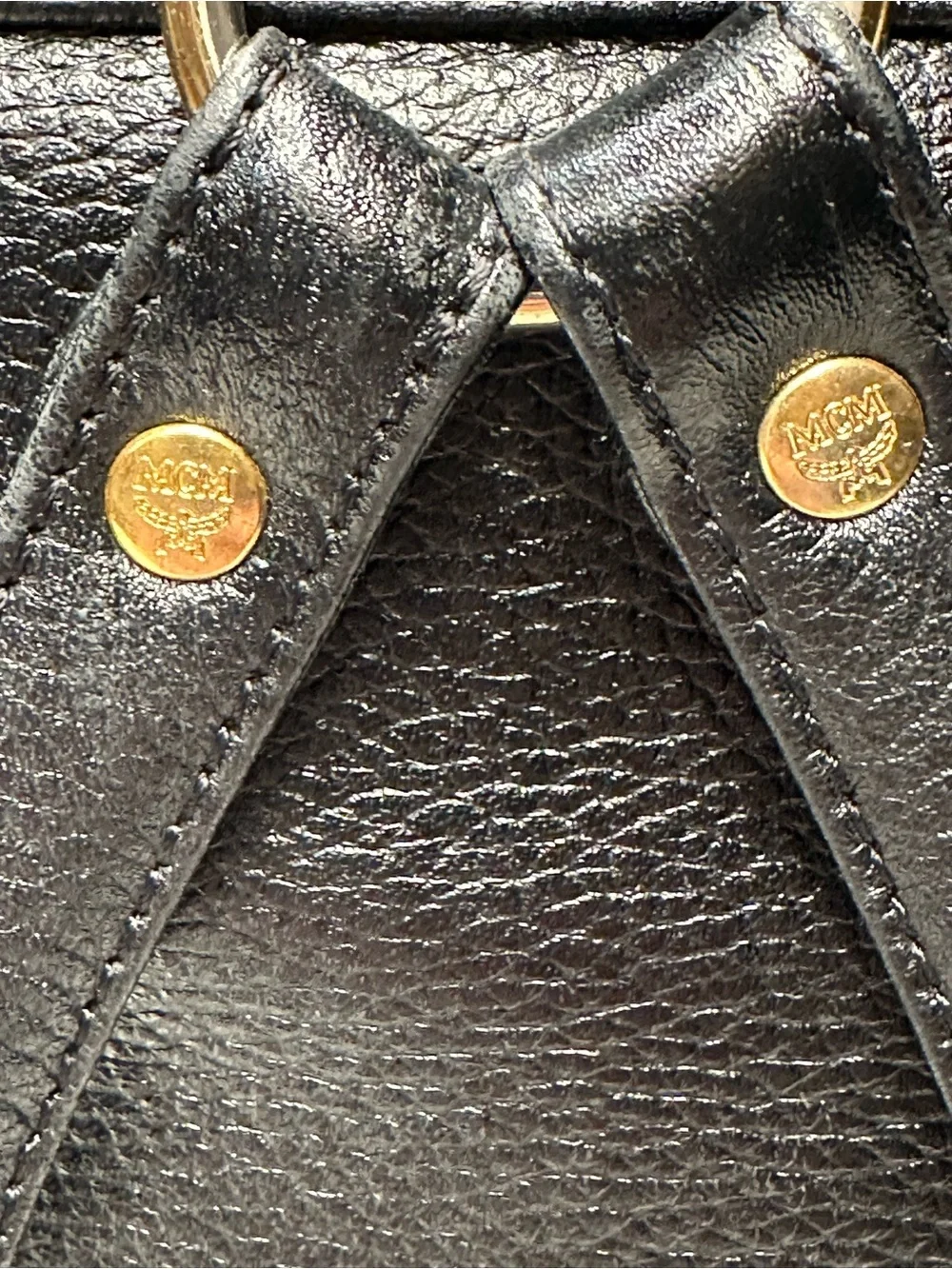 MCM Black Leather Mini Backpack - Gold Hardware